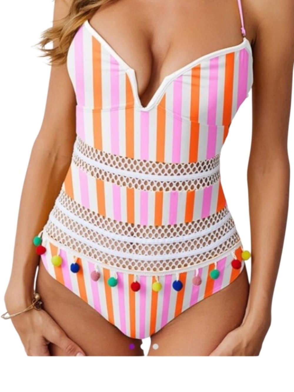 TULAROSA Pom-Pom One-Piece Swimsuit. Textured. Size S. Quality. NWT